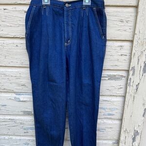 Vintage H.I.S. Chic Retro 70s 80s Dark Wash High Waist Wedgie Mom Jeans 32 waist